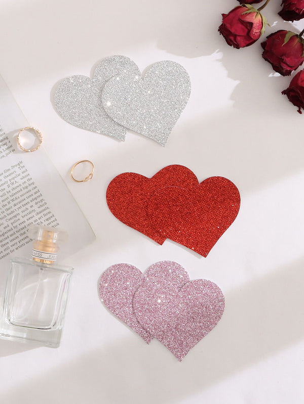 3 pairs Glitter Heart Nipple Cover