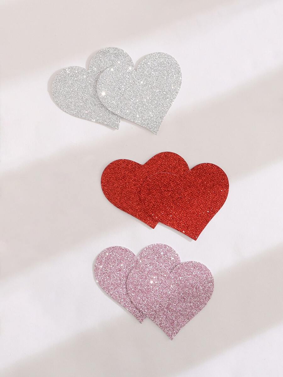 3 pairs Glitter Heart Nipple Cover