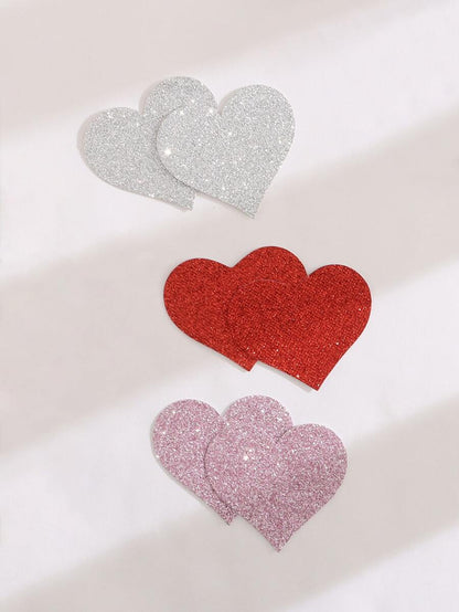 3 pairs Glitter Heart Nipple Cover