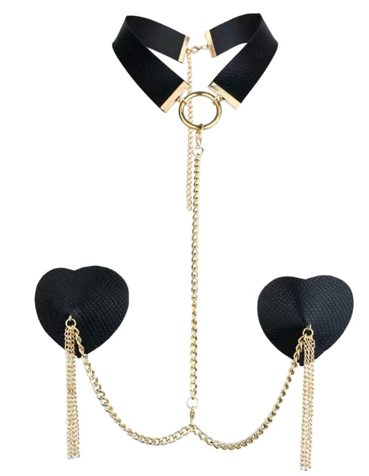 Chain Linked Nipple Cover with Choker